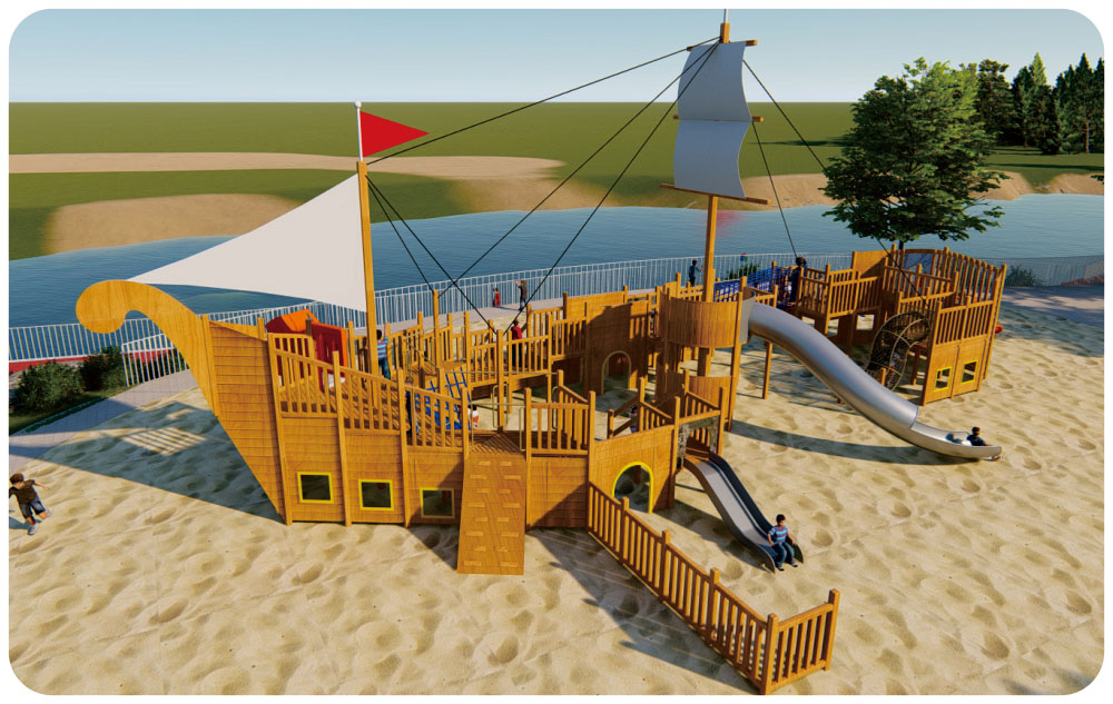 Parco giochi in legno Pirate Ship Series HD-MHD011-21386